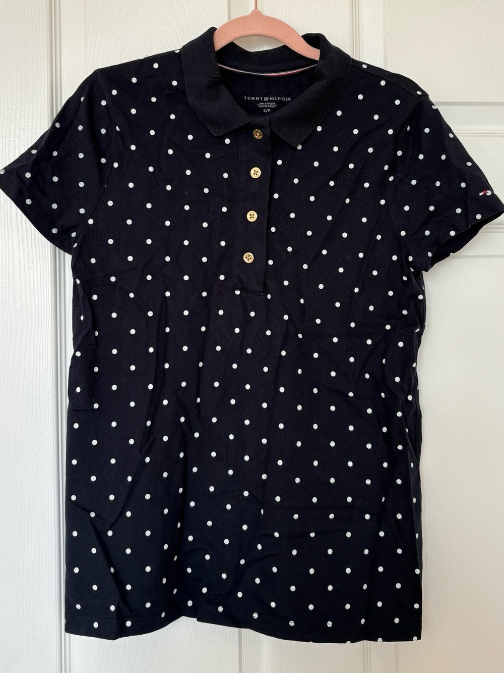 Tommy Hilfiger Women’s Navy Polka Dot Polo Top